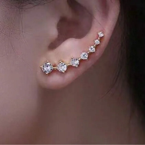 Elegant Silver Crystal Ear Cuff. New - Picture 3 of 10